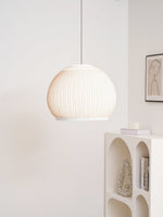 Lantern Knit Pendant Light – Woven Fabric Shade, Modern Minimalist Ceiling Lamp