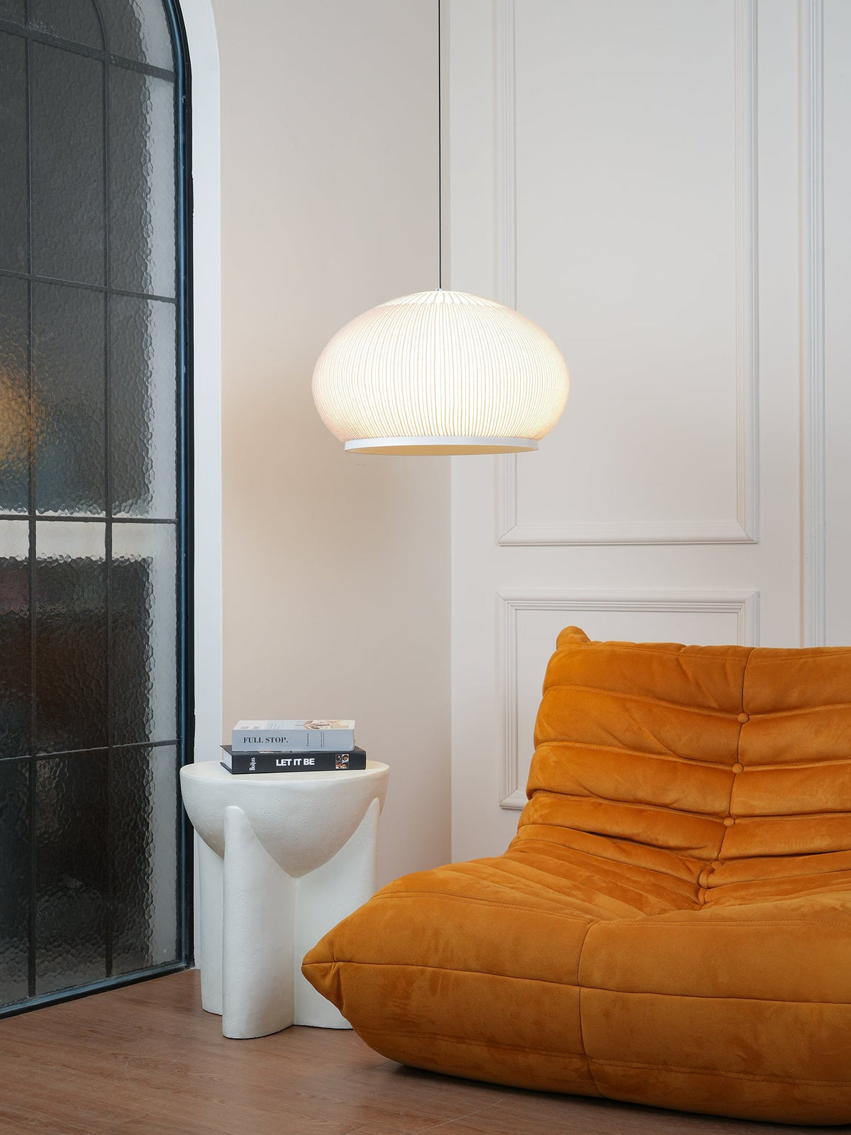 Lantern Knit Pendant Light – Woven Fabric Shade, Modern Minimalist Ceiling Lamp
