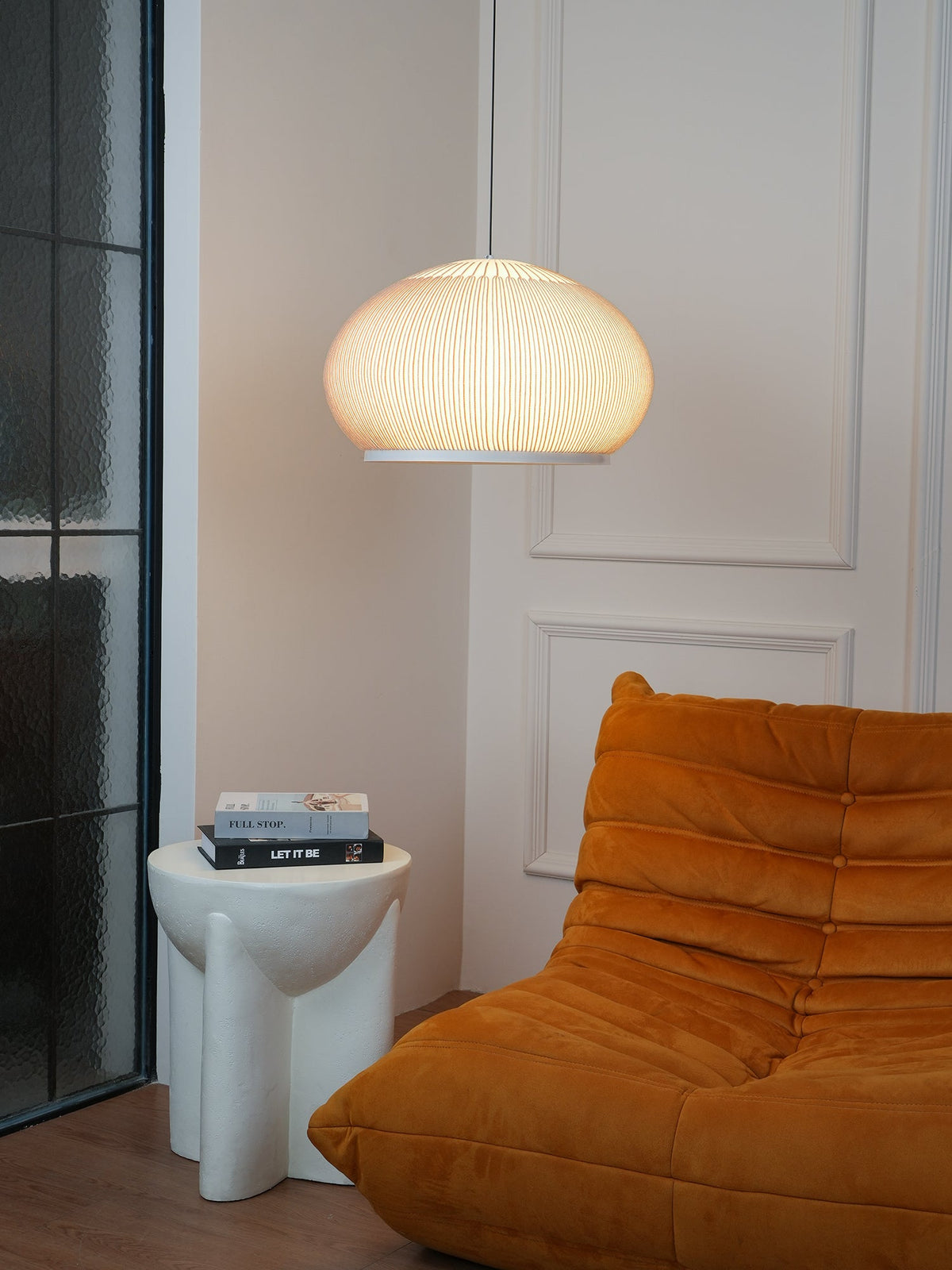 Lantern Knit Pendant Light – Woven Fabric Shade, Modern Minimalist Ceiling Lamp