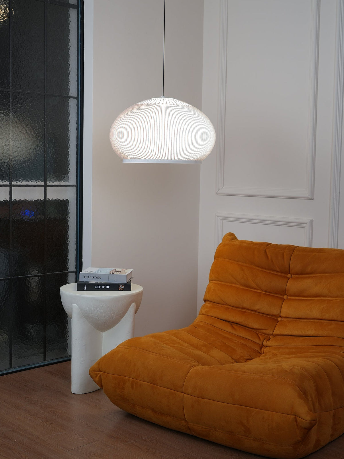 Lantern Knit Pendant Light – Woven Fabric Shade, Modern Minimalist Ceiling Lamp
