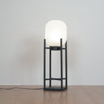 Aurora Lantern Floor Lamp – Modern Outdoor Lighting in Stainless Steel and Glass