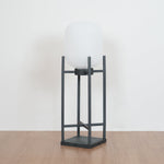 Aurora Lantern Floor Lamp – Modern Outdoor Lighting in Stainless Steel and Glass