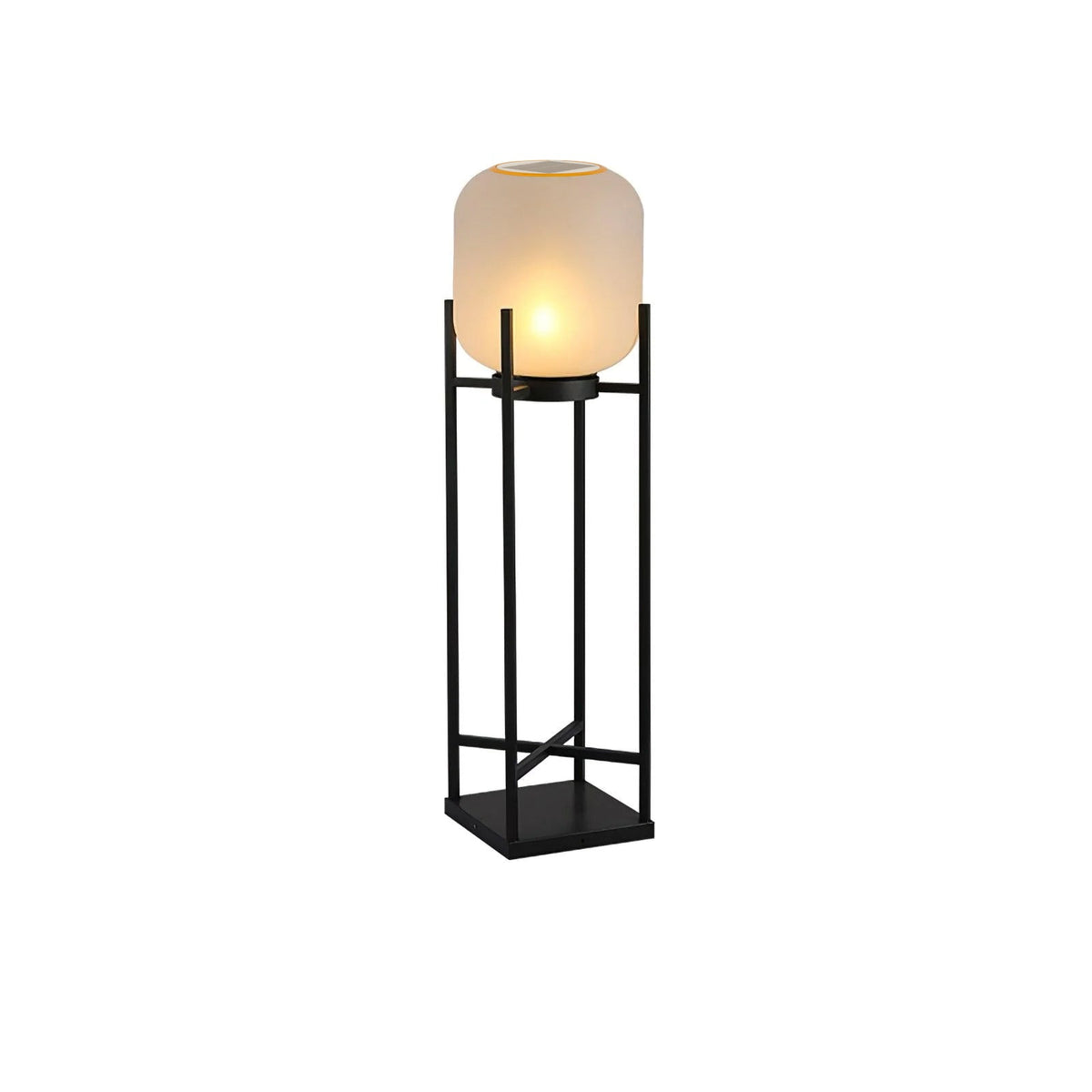 Aurora Lantern Floor Lamp – Modern Outdoor Lighting in Stainless Steel and Glass