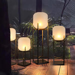Aurora Lantern Floor Lamp – Modern Outdoor Lighting in Stainless Steel and Glass