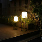 Aurora Lantern Floor Lamp – Modern Outdoor Lighting in Stainless Steel and Glass