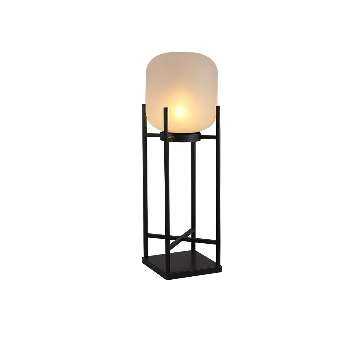Aurora Lantern Floor Lamp – Modern Outdoor Lighting in Stainless Steel and Glass