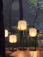 Aurora Lantern Floor Lamp – Modern Outdoor Lighting in Stainless Steel and Glass