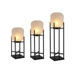 Aurora Lantern Floor Lamp – Modern Outdoor Lighting in Stainless Steel and Glass