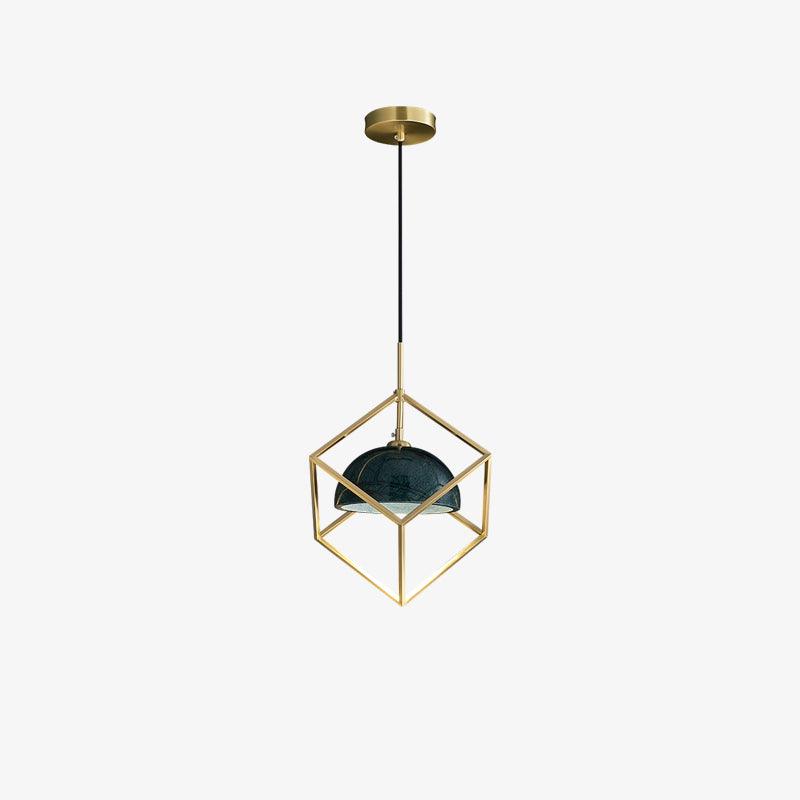 Lantern Square Brass and Marble Pendant Light for Modern Interiors