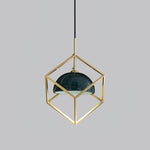 Lantern Square Brass and Marble Pendant Light for Modern Interiors