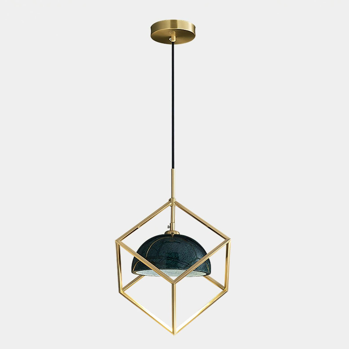 Lantern Square Brass and Marble Pendant Light for Modern Interiors