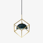 Lantern Square Brass and Marble Pendant Light for Modern Interiors