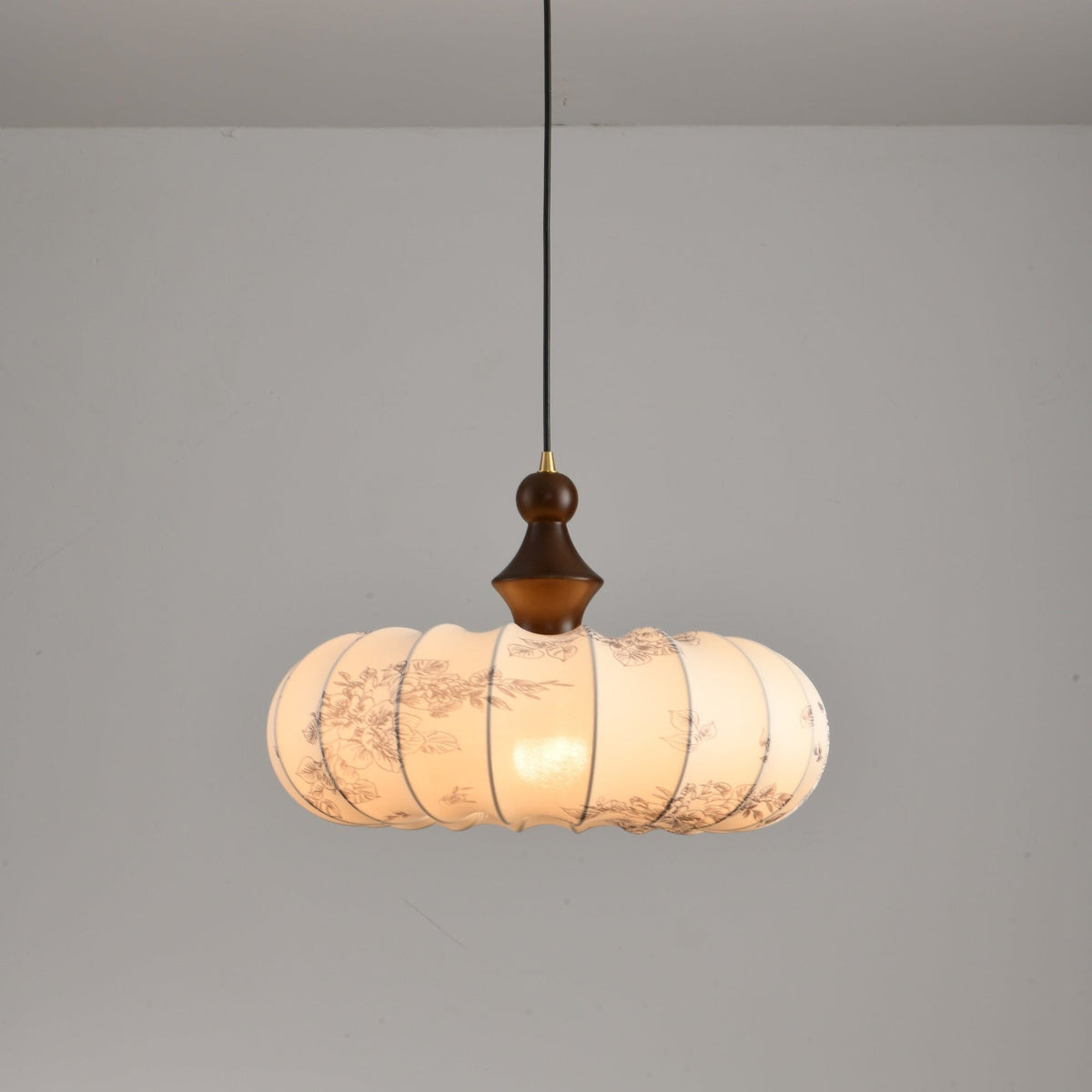 Lanterna Bloom Designer Pendant Light with Floral Fabric Shade