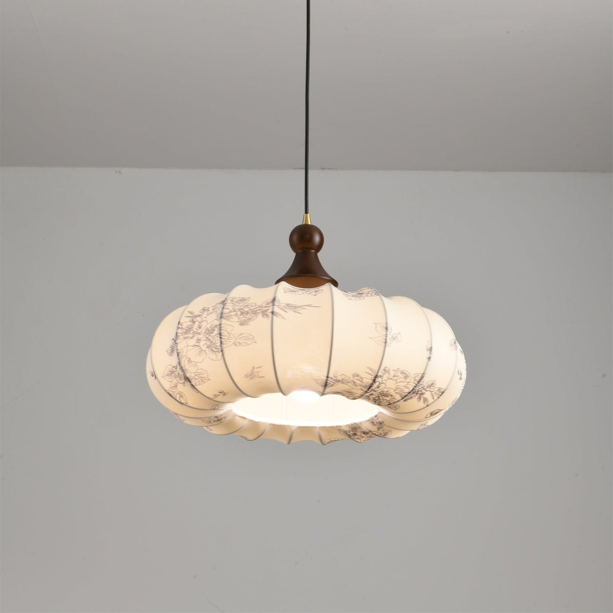 Lanterna Bloom Designer Pendant Light with Floral Fabric Shade