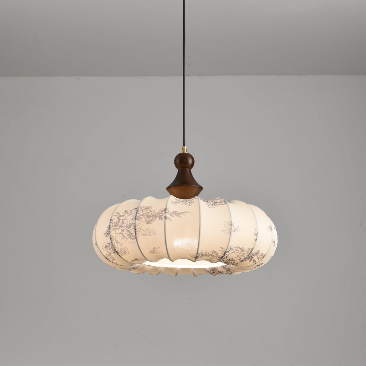 Lanterna Bloom Designer Pendant Light with Floral Fabric Shade