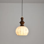 Lanterna Pearl Pendant Light – Walnut Wood & Brass Designer Ceiling Lamp