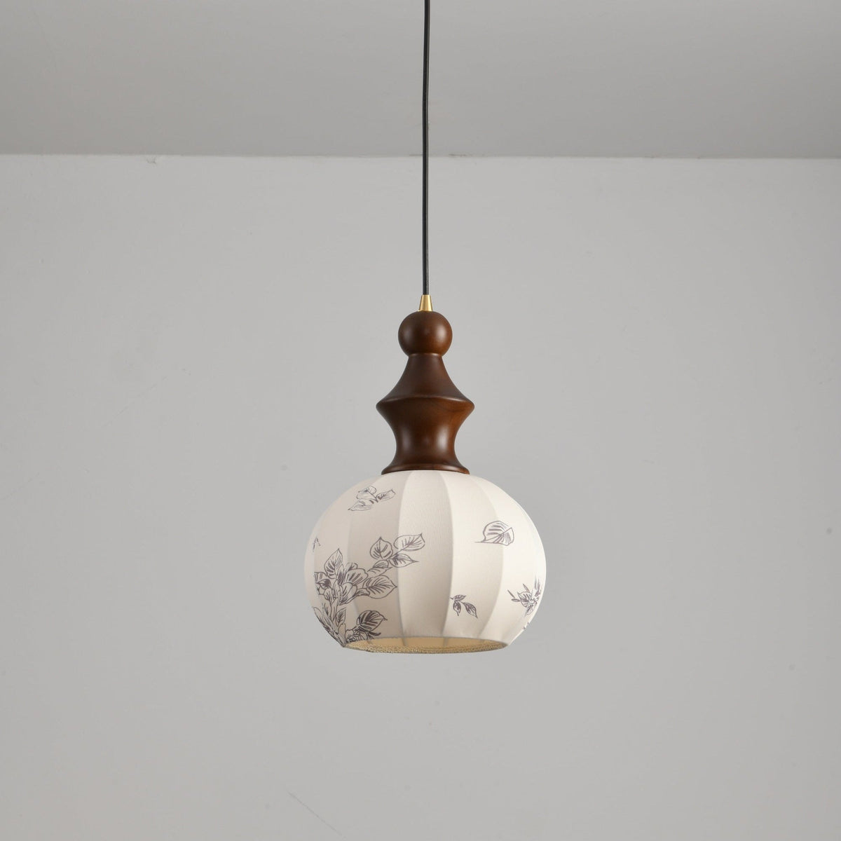 Lanterna Pearl Pendant Light – Walnut Wood & Brass Designer Ceiling Lamp