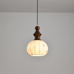 Lanterna Pearl Pendant Light – Walnut Wood & Brass Designer Ceiling Lamp