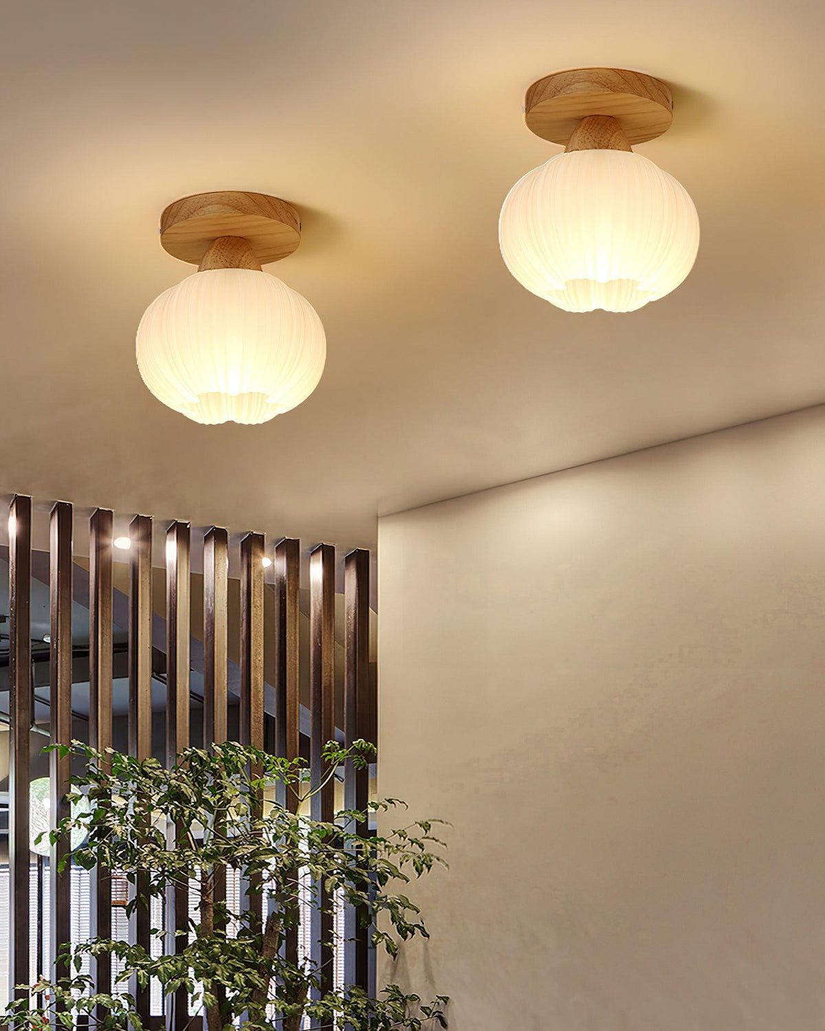 Large Flower Bag Ceiling Lamp in Wood and Acrylic for Modern Interiors