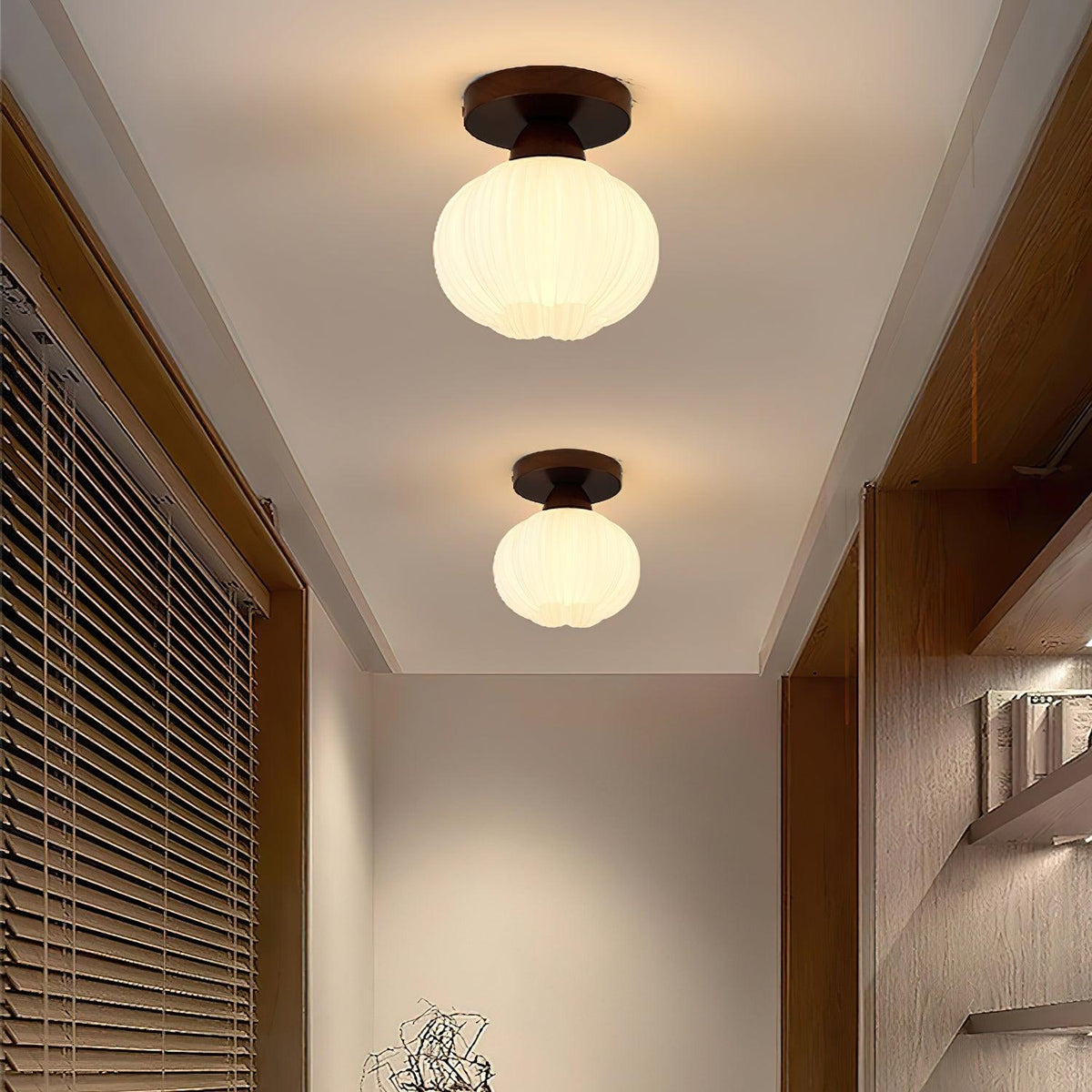 Large Flower Bag Ceiling Lamp in Wood and Acrylic for Modern Interiors