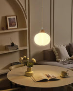 Large Flower Bag Pendant Light – Wooden & Acrylic Modern Hanging Lamp for Dining Room