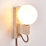 Atlas Globe Wall Sconce in Travertine and Opal Glass