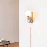 Atlas Globe Wall Sconce in Travertine and Opal Glass