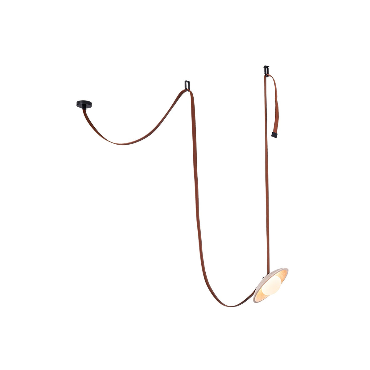 Lasso Stone Pendant Light — Sculptural Travertine & Leather Hanging Lamp
