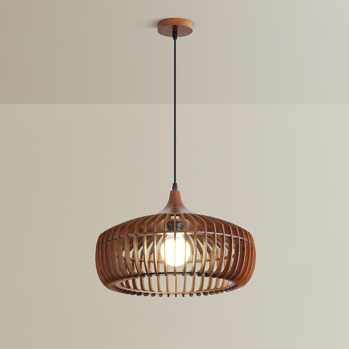 Lattice Nest Wooden Pendant Light – Modern Handcrafted Ceiling Lamp