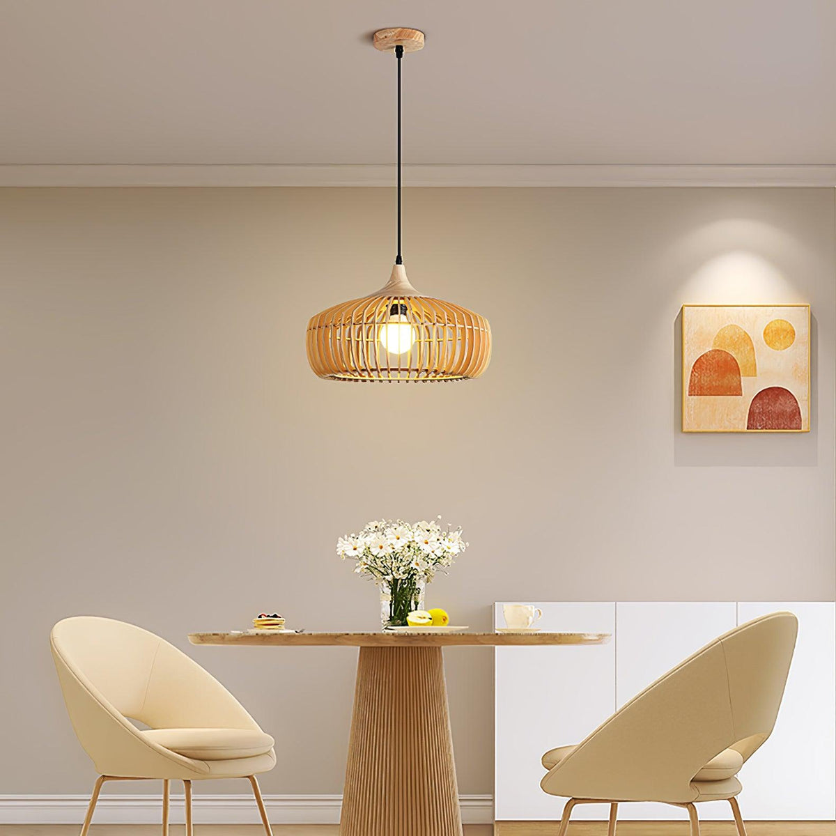 Lattice Nest Wooden Pendant Light – Modern Handcrafted Ceiling Lamp