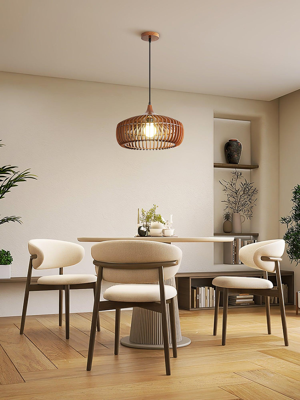 Lattice Nest Wooden Pendant Light – Modern Handcrafted Ceiling Lamp