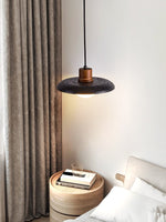 Pyra Stone Pendant Light – Black Travertine & Walnut LED Pendant