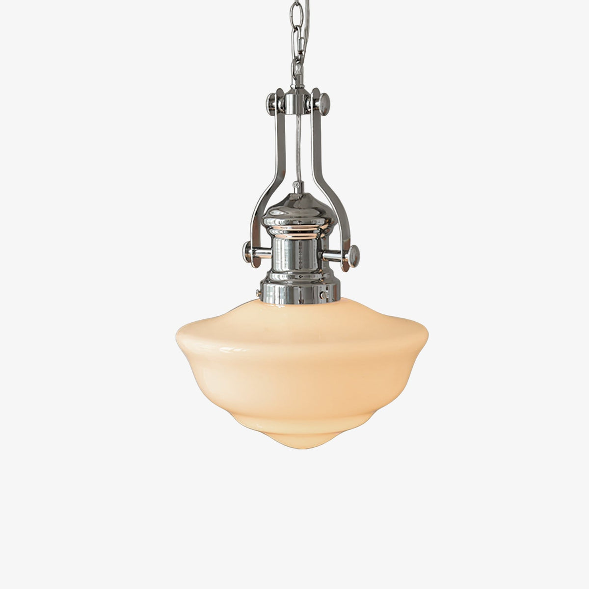 Lavagna Schoolhouse Pendant Light – Handcrafted Glass Shade, Chrome Finish