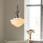 Lavagna Schoolhouse Pendant Light – Handcrafted Glass Shade, Chrome Finish