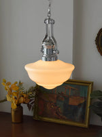 Lavagna Schoolhouse Pendant Light – Handcrafted Glass Shade, Chrome Finish