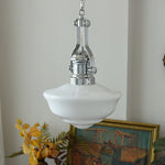 Lavagna Schoolhouse Pendant Light – Handcrafted Glass Shade, Chrome Finish