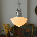 Lavagna Schoolhouse Pendant Light – Handcrafted Glass Shade, Chrome Finish