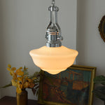 Lavagna Schoolhouse Pendant Light – Handcrafted Glass Shade, Chrome Finish