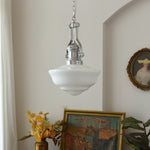 Lavagna Schoolhouse Pendant Light – Handcrafted Glass Shade, Chrome Finish