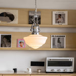 Lavagna Schoolhouse Pendant Light – Handcrafted Glass Shade, Chrome Finish