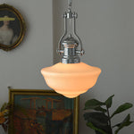 Lavagna Schoolhouse Pendant Light – Handcrafted Glass Shade, Chrome Finish