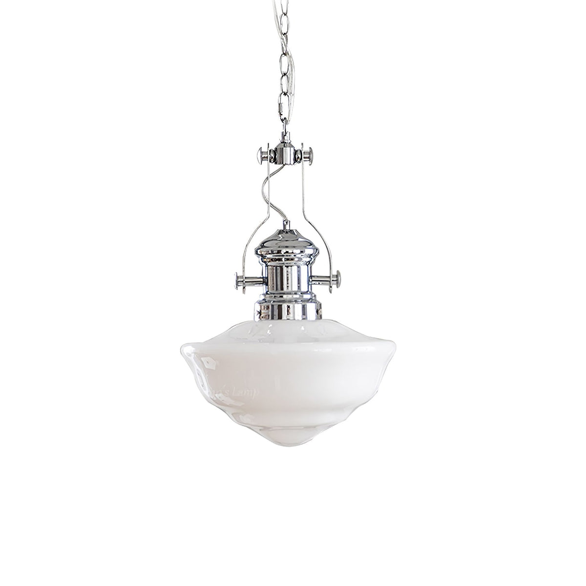 Lavagna Schoolhouse Pendant Light – Handcrafted Glass Shade, Chrome Finish