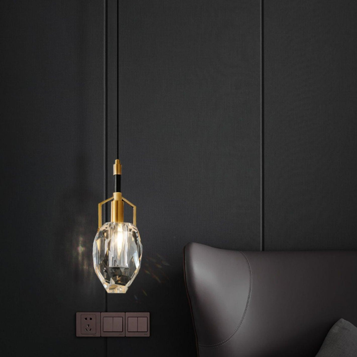Lavilla Crystal Pendant Light in Brass for Modern Interiors