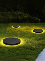 Solar Disc Lawn Light – Matte Black Aluminium Spike Garden Lamp