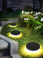 Solar Disc Lawn Light – Matte Black Aluminium Spike Garden Lamp