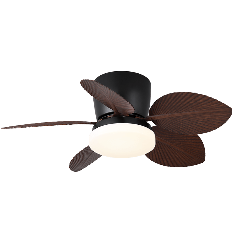 Leaf Breeze Ceiling Fan Light with LED – Modern Walnut or Black Finish