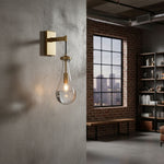 Leontine Brass Glass Teardrop Wall Sconce for Modern Interiors