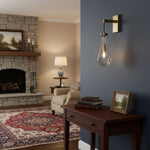 Leontine Brass Glass Teardrop Wall Sconce for Modern Interiors