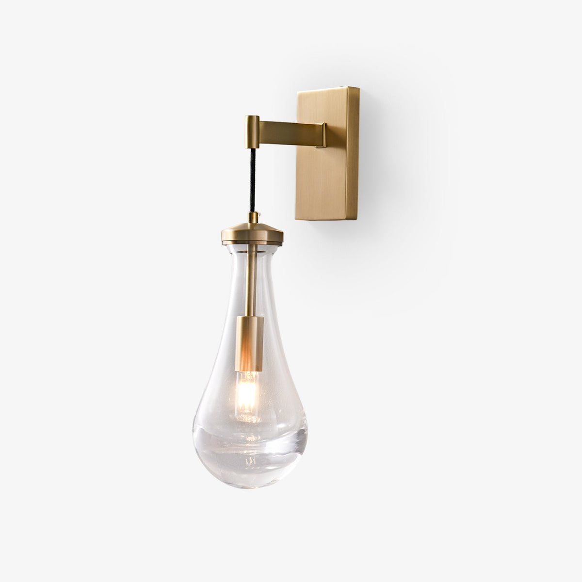Leontine Brass Glass Teardrop Wall Sconce for Modern Interiors