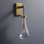 Leontine Brass Glass Teardrop Wall Sconce for Modern Interiors